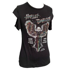 Harley Davidson Black Eagle Graphic Print Short Sleeve T-Shirt - S 🦅